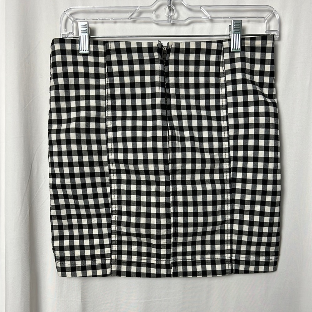 Free People Modern Femme Novelty Black and White Gingham Mini Skirt Size 4 - Picture 4 of 7